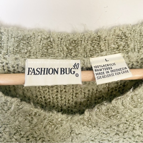 Vintage 90's Fashion Bug Sage Green Shag Sweater - Picture 4 of 5